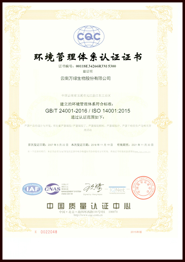 Environmental management system certification