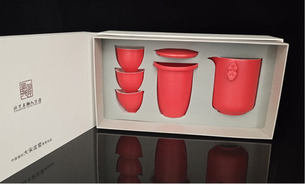 大宋定窯紅釉快客杯套裝，您的送禮佳品