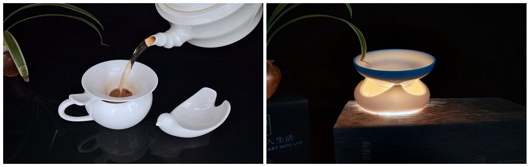 白瓷茶器：小鳥茶漏和三角茶漏，氣質(zhì)典雅脫俗，非常具有現(xiàn)代氣息